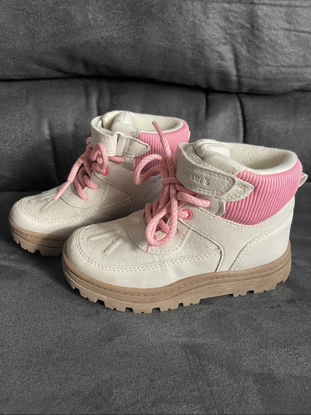 Carter’s Girls Pink and Cream Lace-Up Ankle Boots size 12